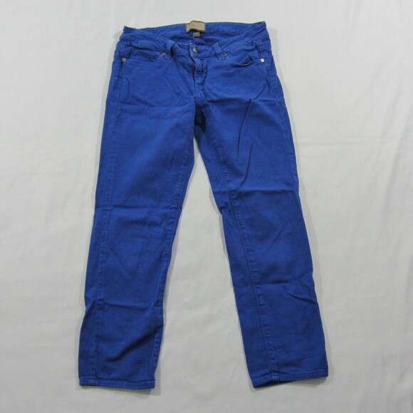 WOMENS Paige Roxie Blue Capri Cropped Cotton Stretch Blend Jeans Sz 26 STAIN - Picture 1 of 10
